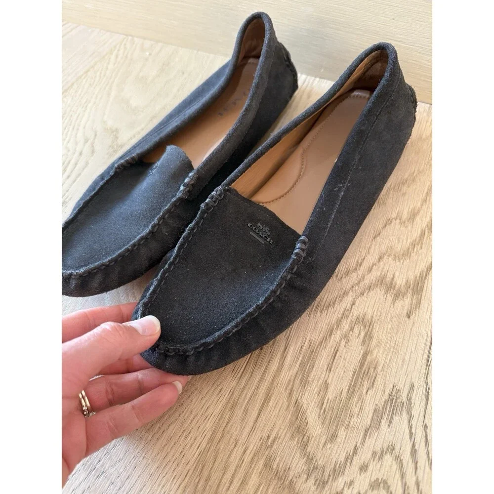 Coach Dark Brown Suede Driving Moccasins Slip On Shoes Flats Women’s Size 10